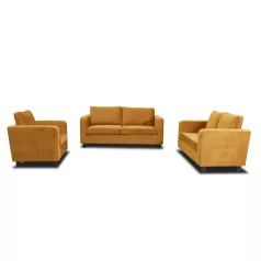   Teljesen kárpitozott heverő, mustár színű szövet, LUANA