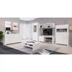 TV asztal 1D/160, fehér fényes, LINDY