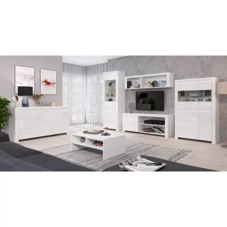 TV asztal 1D/160, fehér fényes, LINDY