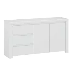 Komód 2D3S, fehér fényes, LINDY