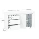 Komód 2D3S, fehér fényes, LINDY