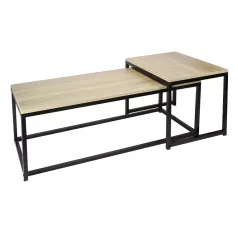   2 dohányzóasztal szett, tölgy sonoma/fekete, KASTLER NEW TYP 2