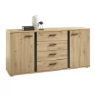 Komód, artisan tölgy/fekete, KANODE