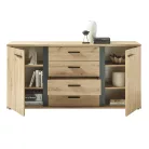 Komód, artisan tölgy/fekete, KANODE