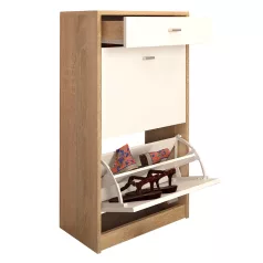   Kétrészes cipősszekrény, fehér/tölgy sonoma, VIVAT NEW TYP 1