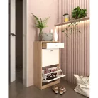 Kétrészes cipősszekrény, fehér/tölgy sonoma, VIVAT NEW TYP 1