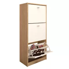   Háromrészes cipősszekrény, tölgy sonoma/fehér, VIVAT NEW TYP 2