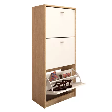 Háromrészes cipősszekrény, tölgy sonoma/fehér, VIVAT NEW TYP 2