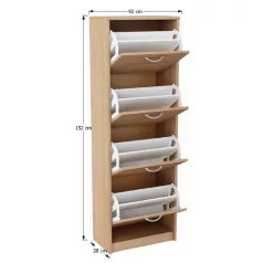   Négyrészes cipősszekrény, tölgy sonoma/fehér, VIVAT NEW TYP 3