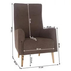 Füles fotel, barna/tölgy, SAMY