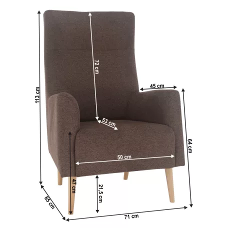 Füles fotel, barna/tölgy, SAMY