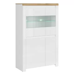 Vitrin 2D2W, fényes fehér/wotan tölgy, VILGO