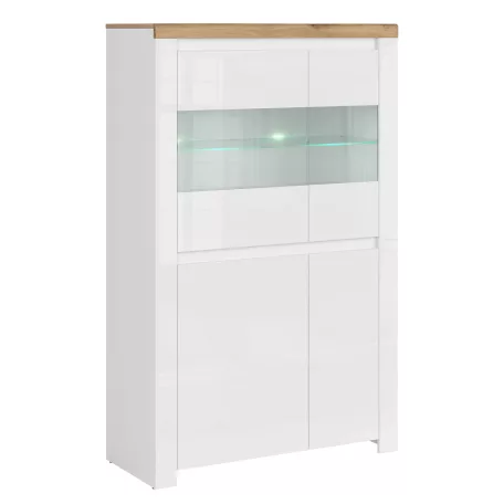 Vitrin 2D2W, fényes fehér/wotan tölgy, VILGO