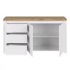 Komód 2D3S, fényes fehér/wotan tölgy, VILGO