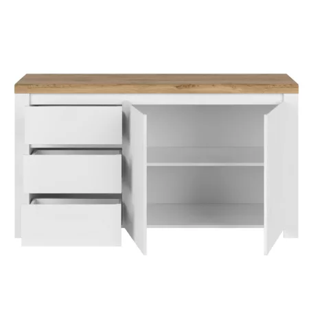 Komód 2D3S, fényes fehér/wotan tölgy, VILGO