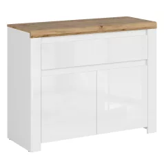 Komód 2D1S, fényes fehér/wotan tölgy, VILGO