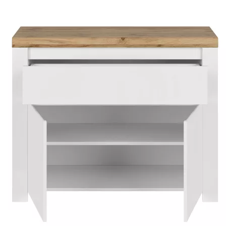 Komód 2D1S, fényes fehér/wotan tölgy, VILGO