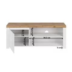 TV asztal 1D/160, fényes fehér/wotan tölgy, VILGO