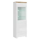 Vitrin 1D1W1S, fényes fehér/wotan tölgy, VILGO