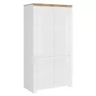 Szekrény 4D, fényes fehér/wotan tölgy, VILGO