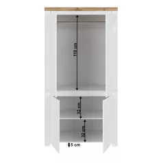 Szekrény 4D, fényes fehér/wotan tölgy, VILGO