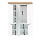 Szekrény 5D tükörrel, fényes fehér/wotan tölgy, VILGO