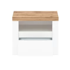 Éjjeliszekrény 1S, fényes fehér/wotan tölgy, VILGO