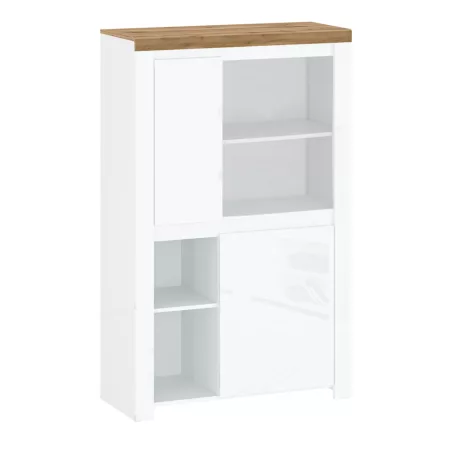 Polcállvány 2D, fényes fehér/wotan tölgy, VILGO