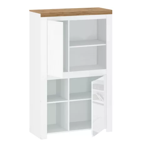 Polcállvány 2D, fényes fehér/wotan tölgy, VILGO