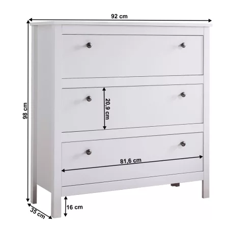 Komód 3S, fehér, OLJE
