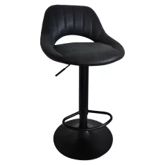   Bárszék, fekete szövet csiszolt bőr hatással, LORASA NEW