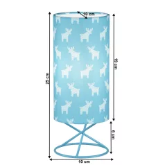 Asztali lámpa, fém/kék textil lámpaernyő, AVAM