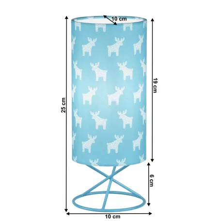 Asztali lámpa, fém/kék textil lámpaernyő, AVAM