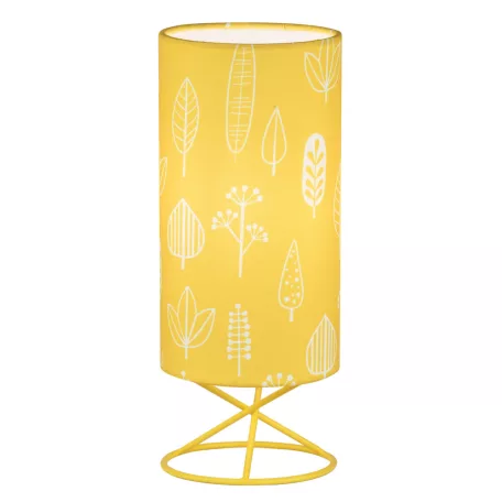 Asztali lámpa, fém/sárga textil lámpaernyő, AVAM