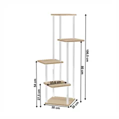 Fém virágállvány, fehér/sonoma tölgy, ADITE