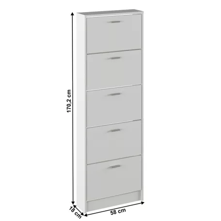 Cipősszekrény, 5 soros, fehér, MOBI 15