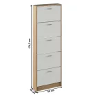 Cipősszekrény, 5 soros, sonoma tölgy/fehér, MOBI 15