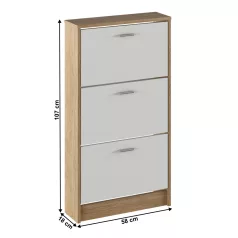 Cipősszekrény, 3 soros, sonoma tölgy/fehér, MOBI 13