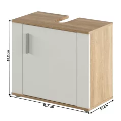   Szekrény mosogató alá, sonoma tölgy/matt fehér, LESSY NEW 02