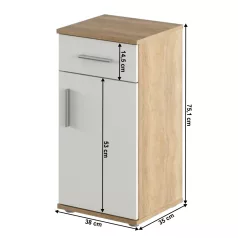 Alsó szekrény, sonoma tölgy/matt fehér, LESSY NEW 03