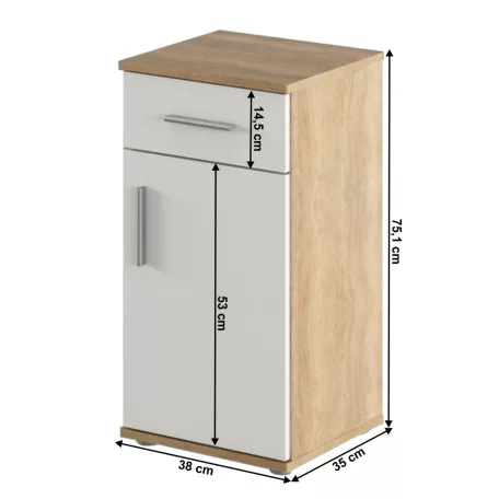 Alsó szekrény, sonoma tölgy/matt fehér, LESSY NEW 03
