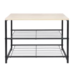 Cipőtartó, 2 soros, fekete/természetes, TADEO