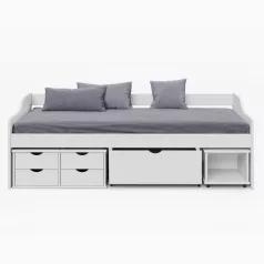 Ágy tárolóhellyel, fehér, tömörfa, 90x200, MAXI NEW