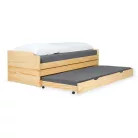 Ágy kihúzható pótágyakkal, természetes, tömörfa, 90x200, FLOPY