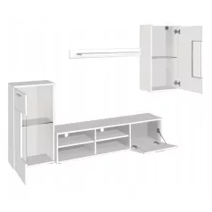   Nappali szekrénysor, fehér, fóliázott DTD,  FRONTAL 1 NEW