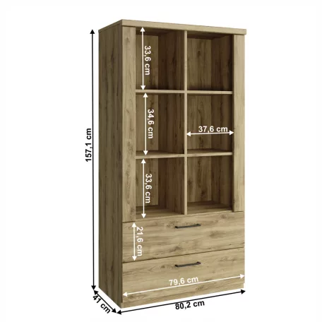 Alacsony polcos szekrény 2S, navarra tölgy, DORSI