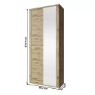 Szekrény 2D tükörrel, navarra tölgy, DORSI