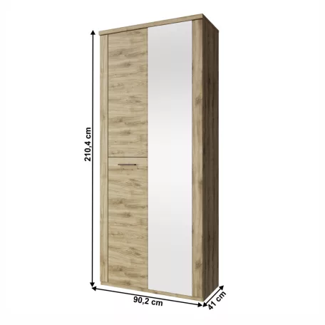 Szekrény 2D tükörrel, navarra tölgy, DORSI