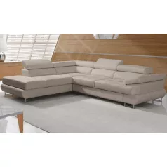   Ülőgarnitúra, világosbarna melír, szövet, balos, BUTON P