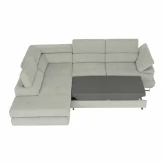   Ülőgarnitúra tárolóhellyel, világosszürke, szövet, balos, BUTON R